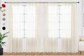SpaceDresser Ivory Sheer Curtains 4 Panels Rod Pocket Semi-Sheer Curtain 90 Inches Long Light Filtering Voile Window Drapes for Bedroom Living Room Kitchen, Each 52W x 90L