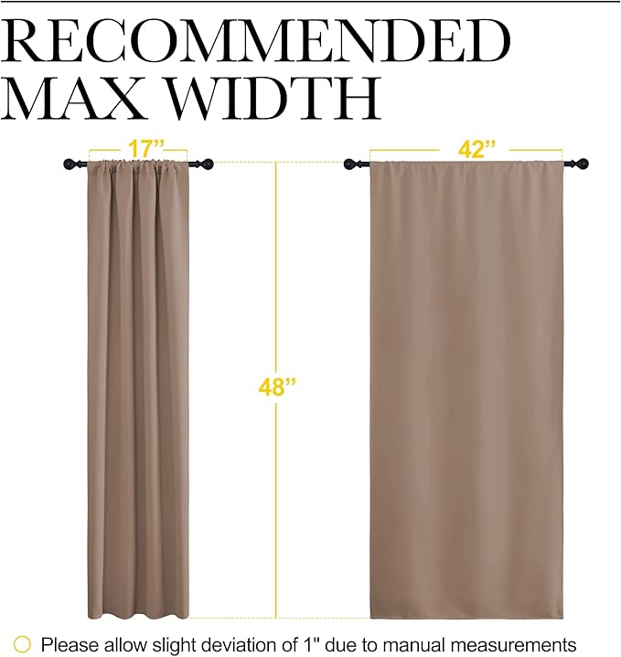 NICETOWN Kitchen Window Blackout Curtains - Window Treatment Thermal Insulated Rod Pocket Blackout Draperies/Drapes for Bedroom/Kitchen (Tan=Cappuccino, Set of 2, 42 inches Wide by 48 inches Long)