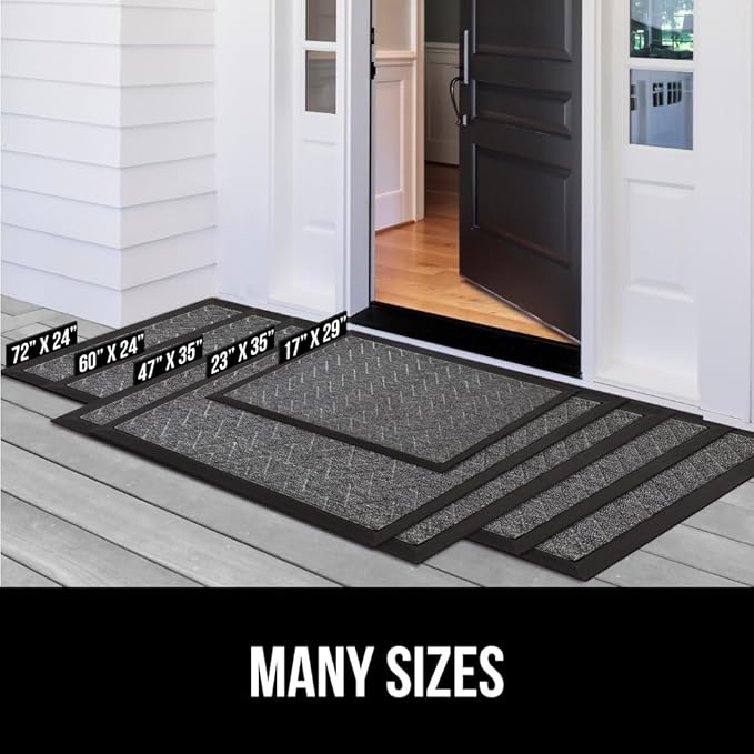 GORILLA GRIP 100% Waterproof All-Season WeatherMAX Doormat, 47x35, US Designed Natural Rubber, Stain and Fade Resistant, Low Profile Indoor Outdoor Door Mats, Easy Clean Patio Mat, Modern Latte