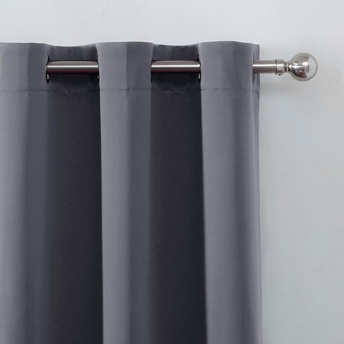 LEMOMO Blackout Curtains 52 x 120 Inch Long Grey Curtains Set of 2 Panels Room Darkening Curtains for Bedroom and Living Room