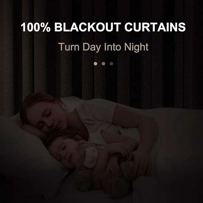 100% Blackout Shield Linen Blackout Curtains for Bedroom 102 Inches Long, Back Tab/Rod Pocket Living Room Drapes, Thermal Insulated Blackout Curtains 2 Panels Set, 50" W x 102" L, Faux Linen