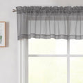 Grey Valances for Windows, Sheer Curtains 14 Inch Length 2 Pack Kitchen Curtain, Modern Solid Mini Small Window Curtains for Cafe Bathroom Basement, Grey, 42" Wx14 L Inch