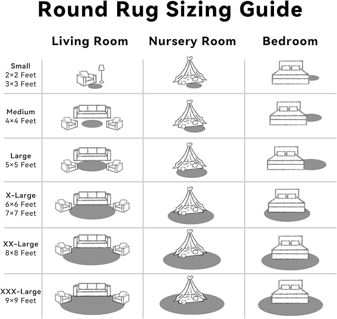 OLANLY Black Round Rugs for Bedroom - Machine Washable, 8 ft Circle Area Rugs for Living Room, Soft and Fluffy Shaggy Carpet for Teen Girls and Boys, Nursery Rooms, Dorms, Home Decor Aesthetic