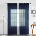 SpaceDresser Sheer Voile Window Treatment Rod Pocket Curtain Panels for Kitchen Bedroom Living Room Drapes Sunlight Filtering Privacy Semi Home Decor Assorted Colors Sizes (Navy, 52 W x 84 L)