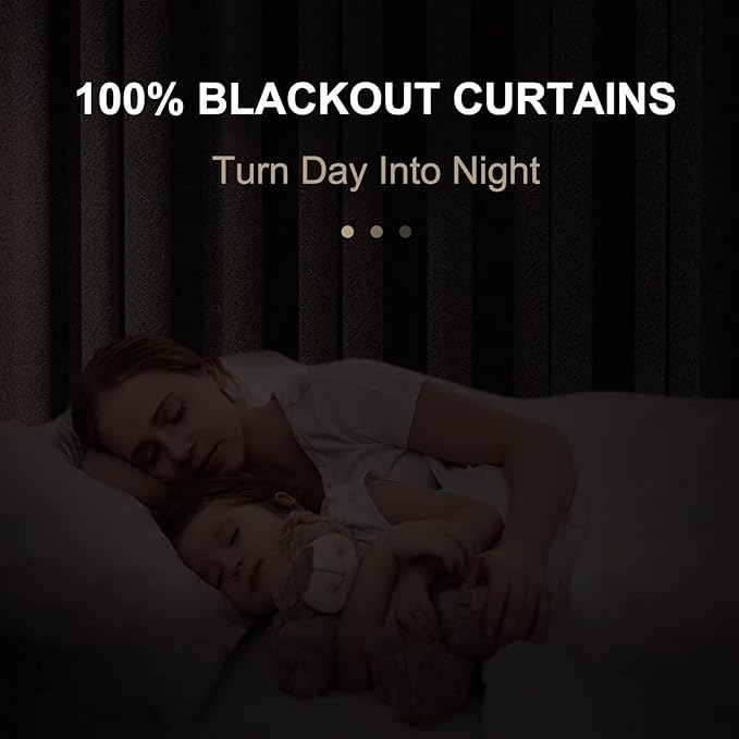 100% Blackout Shield Linen Blackout Curtains for Bedroom 90 Inches Long, Back Tab/Rod Pocket Living Room Drapes, Thermal Insulated Blackout Curtains 1 Panel Set, 100" W x 90" L, Oatmeal