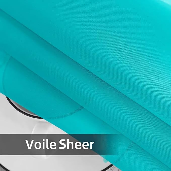 youleyar Solid Sheer Rod Pocket Curtain Voile Draperies 2 Panels White Beige Black Grey Coffee 52 Inch Width 63 Inch Long 1 Pair for Kitchen Bedroom Children Living Room Yard (Peacock Blue,52Wｘ63L)