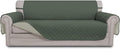 Easy-Going Reversible Couch Cover for 3 Cushion Couch Sofa Cover for Dogs Water Resistant Furniture Protector Cover with Foam Sticks Elastic Straps for Pet Cat (Sofa, Greyish Green/Beige)