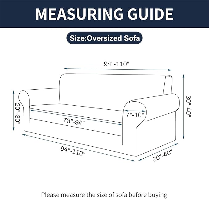 Cupuamon 2026 New Stretch Oversized Sofa Slipcovers Couch Sofa Cover for 4 Seater Furniture Protector Covers with Elastic Bottom Jacquard Fabric Small Checks for Pets, Kids - Riverside