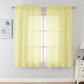 Chyhomenyc Sheer Curtains 63 Inch Length 2 Panels Set - Light Filtering Rod Pocket Window Curtain Treatment Drapes for Bedroom Living Room, 42Wx63L Inch, Light Yellow