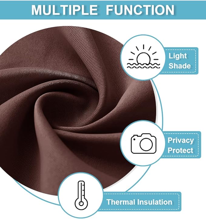 RYB HOME Cafe Blackout Curtains 24 inch Length, RV Curtains for Camper Windows, Mini Short Small Insulating Light UV Blocking Privacy Half Window Tiers, Width 29 by Length 24, Chocolate Brown, 2 Pcs