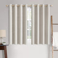 MIULEE Linen Textured Curtains for Bedroom Solid 100% Blackout Thermal Insulated Cream White Grommet Room Darkening Curtains & Drapes Luxury Decor for Living Room Nursery 52 x 63 Inch (2 Panels)