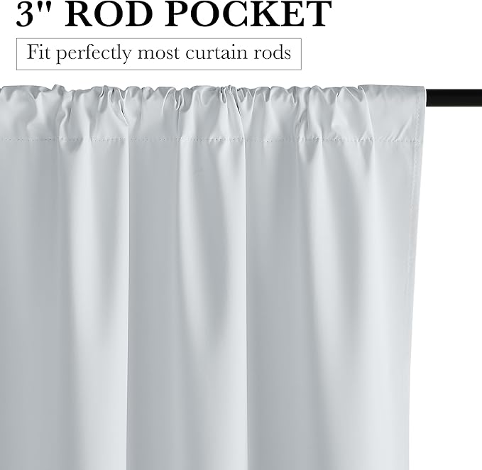 RYB HOME White 100% Blackout Curtains, Thermal Insulated Heat & UV Blocking Total Room Darkening Privacy Drapes for Bedroom Dining Living Room, Width 42 by Length 54, White, 2 Panels