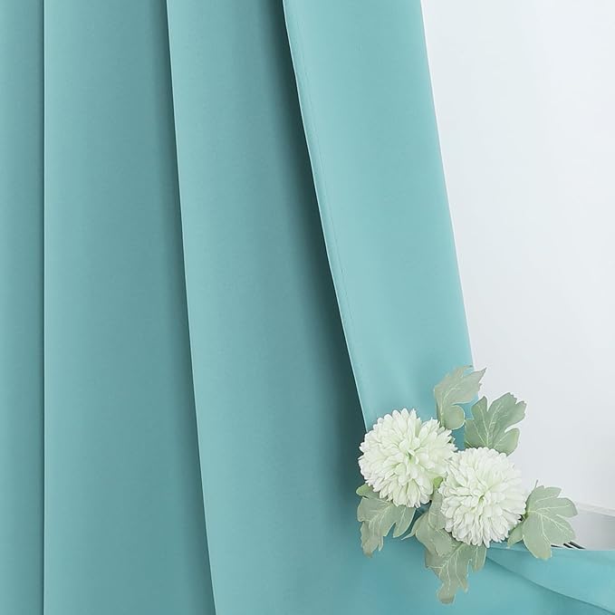 ChrisDowa Blackout Curtains 45 inches Long for Bedroom - 2 Panels Set Grommet Thermal Insulated Room Darkening Curtains for Living Room (Aqua, 38 x 45 Inch)