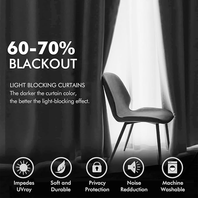 MIULEE 2 Pieces Greyish White Velvet Curtains Exquisite & Elegant Grommet Thermal Soundproof Room Darkening Light Blocking Curtains/Drapes for Living Room Bedroom 52 x 72 Inch