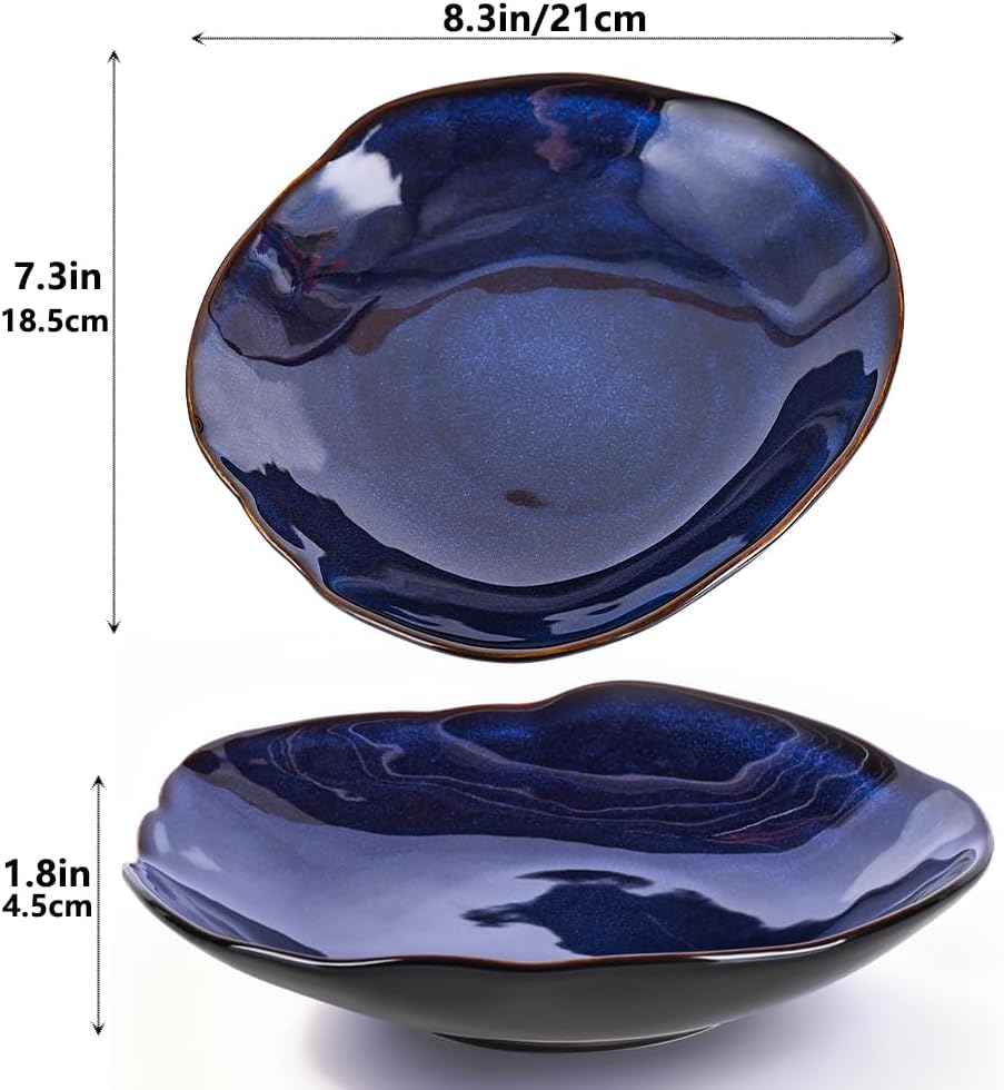 Blue Ceramic Decorative Bowl –8.3" Small Trinket Dish, Fruit Bowl, Candy Dish, Key Bowl for Entryway Table, Jewelry & Ring Dish, Porcelain Catchall Dish for Kitchen, Bedside, Living Room Home Decor