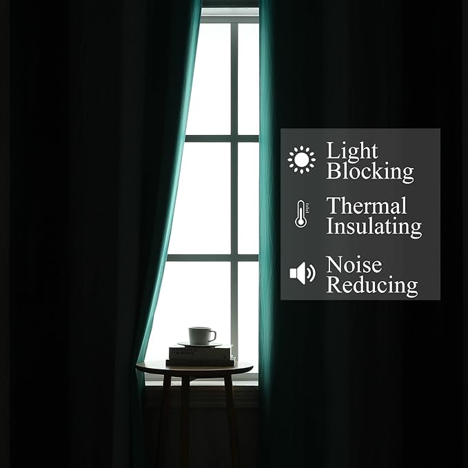 Estelar Textiler Navy Blue and Teal Ombre Blackout Curtains 90 Inches Long 2 Panels for Living Room, Thermal Insulated Drapes for Bedroom, Full Room Darkening Grommet Curtains for Sliding Door,52Wx90L