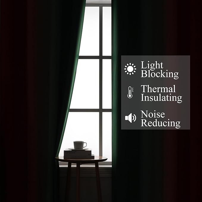 Estelar Textiler Red and Green Ombre Blackout Curtains for Sliding Door, Thermal Insulated Gradient Drapes 96 Inches Long, Full Light Blocking Curtains for Living Room/Bedroom, 52Wx96L, 2 Panels