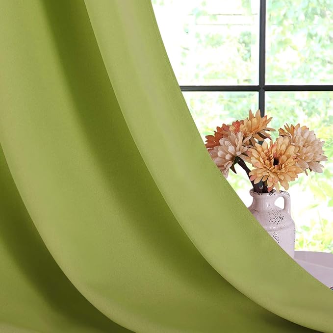 NICETOWN Blackout Curtain Panels for Bedroom, 2 Panels, W42 x L60 inches, Fresh Green, Thermal Insulated Grommet Top Blackout Draperies and Drapes