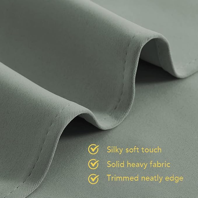 NICETOWN Bedroom Curtain Panels Blackout Draperies, 1 Pair, 42 by 60 inches, Greyish Green, Thermal Insulated Solid Grommet Blackout Curtains/Drapes