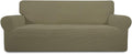 Easy-Going Stretch Sofa Slipcover 1-Piece Sofa Cover Furniture Protector Couch Soft with Elastic Bottom for Kids, Polyester Spandex Jacquard Fabric Small Checks (Sofa, Khaki)