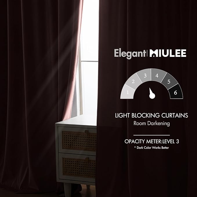 MIULEE Baby Pink Velvet Curtains 96 inches - Luxury Blackout Curtains for Bedroom Living Room Thermal Insulated Super Soft Window Drapes Rod Pocket & Back Tab, W52 x L96 inches, 2 Panels
