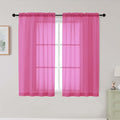 Hot Pink Sheer Curtains for Bedroom Living Room 45 Inch Length 2 Panels, Soft Airy Light Filtering Small Kitchen Window Curtains, Rod Pocket Short Curtain Drapes, Hot Pink, 42" Wx45 L Inches