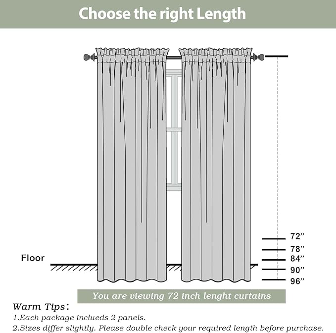 OWENIE Sheer Curtain 72 Inches Long 2 Panels Set, Elegant Airy Transparent Rod Pocket Sheer French Door Curtains & Drapes for Living Room Bedroom, Blush Sheer Window Treatments, 42WX72L inch