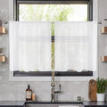 youleyar Solid Sheer Rod Pocket Curtain Voile Draperies 2 Panels White Beige Black Grey Coffee 26 Inch Width 40 Inch Long 1 Pair for Kitchen Bedroom Children Living Room Yard(White,26Wｘ40L)