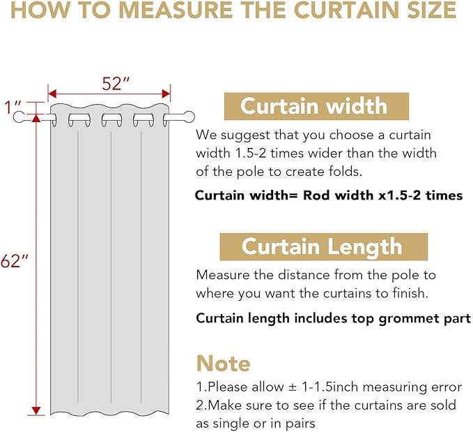 H.VERSAILTEX Living Room Linen Curtains Home Decorative Nickel Grommet Curtains Privacy Added Energy Saving Light Filtering Window Treatments Draperies for Bedroom, Ivory, 2 Panels, 52 x 63 - Inch