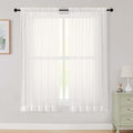 Sheer Ivory Curtains for Bedroom Living Room 63 Inch Length 2 Panels, Airy Soft Light Filtering Sheer Dining Room Curtains, Modern Rod Pocket Drapes, Ivory, Each 42" Wx63 L Inches