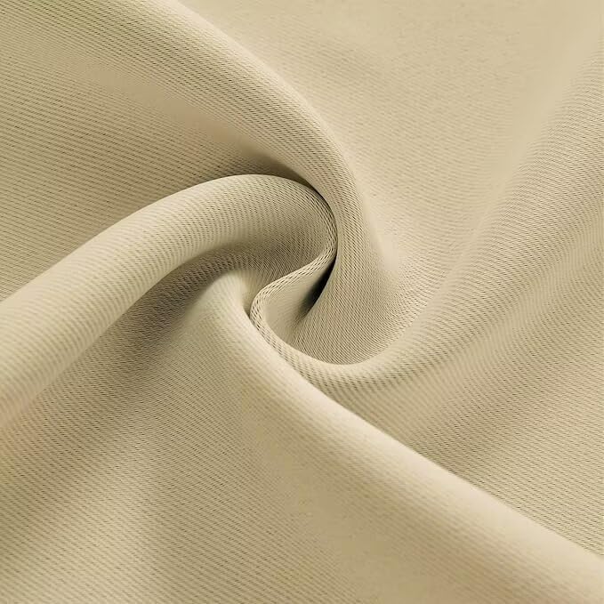Joydeco Blackout Curtains for Bedroom 72 inch Long 2 Panels, Thermal Insulated Room Darkening Curtains with Grommets, Soft Window Drapes for Living Room (W52 x L72 Inch, Beige)