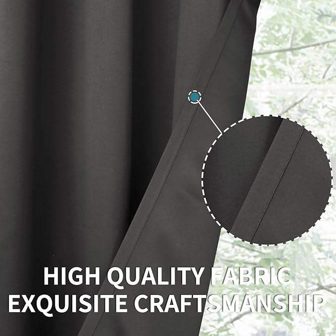 BGment Blackout Curtains - Grommet Thermal Insulated Room Darkening Bedroom and Living Room Curtain, Set of 2 Panels (52 x 63 Inch, Dark Grey)