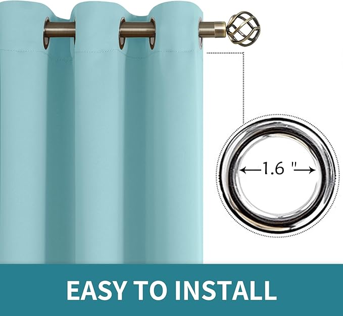 BGment Blackout Curtains - Grommet Thermal Insulated Room Darkening Bedroom and Living Room Curtains, Set of 2 Panels (52 x 84 Inch, Baby Blue)