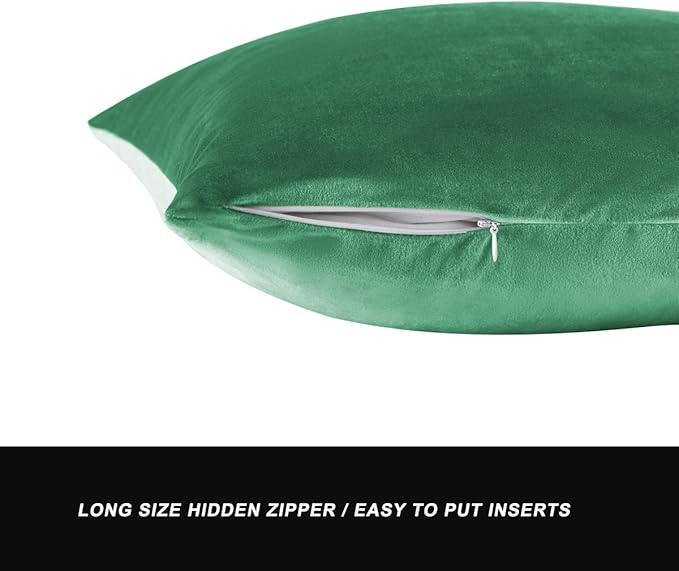 GIGIZAZA Decor Throw Couch Pillow Covers,Set of 2 Sofa Cushion Mint Turquoise Pillow Covers,Velvet Pillow Cases 24 x 24inch