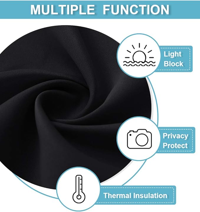 RYB HOME 54 inch Blackout Curtains for Living Room, Rod Pocket Thermal Insulated Small Window Drapes Room Darkening Shades for Bedroom Studio Dorm, W 42 x L 54 inch, Set of 2 Panels, Black