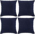 Fancy Homi 4 Packs Navy Blue Decorative Throw Pillow Covers 14x14 Inch for Living Room Couch Bed Sofa, Rustic Modern Farmhouse Boho Home Decor, Soft Plush Corduroy Cute Square Cushion Case 35x35 cm