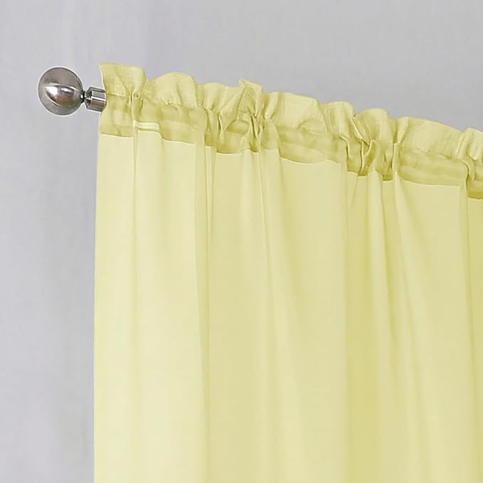 Simplebrand Light Yellow Sheer Curtains 84 Inches Long, Light Filtering Rod Pocket Solid Color Window Sheer Curtain Panels, Elegant Curtains & Drapes for Living Room, Bedroom 2 Panels 42" W x 84" L