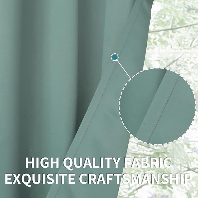 BGment Blackout Curtains - Grommet Thermal Insulated Room Darkening Bedroom and Living Room Curtains, Set of 2 Panels (52 x 72 Inch, Frosty Green)