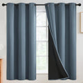 SimpleHome 100% Blackout Curtains for Bedroom,Thermal Insulated Grommet Window Drapes Room Darkening Stone Blue Curtains for Living Room with Black Back,42 x 63 Inch,2 Panels