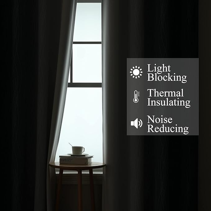 Estelar Textiler Navy Blue and Greyish White Blackout Curtains 108 Inches Long, Thermal Insulated Long Curtains for Bedroom, Full Light Blocking Energy Saving Drapes for Living Room,52Wx108L, 2 Panels