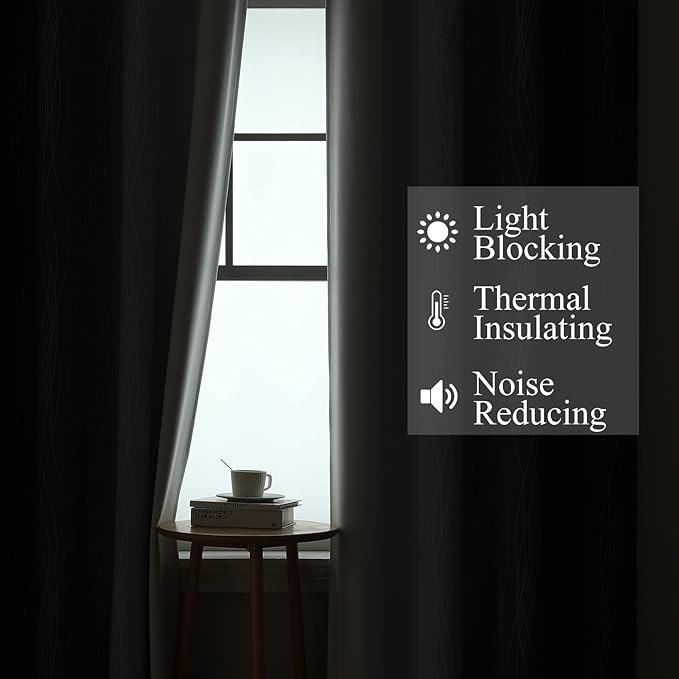 Estelar Textiler Greyish White and Navy Blue Blackout Curtains 96 Inches Long, Ombre Thermal Insulated Noise Reducing Blackout Drapes for Bedroom, Full Room Darkening Grommet Curtains,52Wx96L,2 Panels