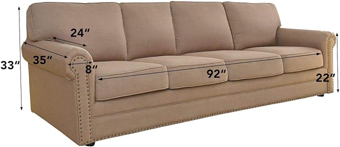 Easy-Going Stretch 4 Seater Sofa Slipcover 1-Piece Sofa Cover Furniture Protector Couch Soft with Elastic Bottom for Kids, Polyester Spandex Jacquard Fabric Small Checks Coffee