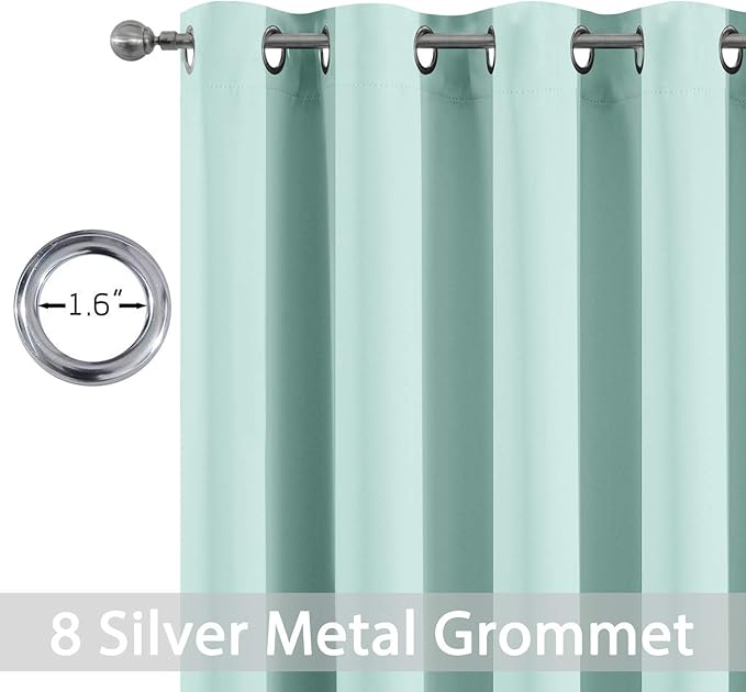 Yakamok Blackout Curtains Room Darkening Thermal Insulated Grommet top Window Curtains for Living Room, 52 x 108Inch, Aqua, Set of 2