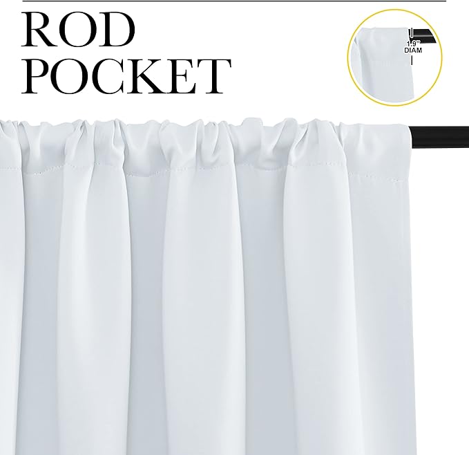 NICETOWN Greyish White Window Curtain Panels - Thermal Insulated Rod Pocket Room Darkening Curtain Sets for Bedroom (Greyish White, 2 Panels, 29 by 40)