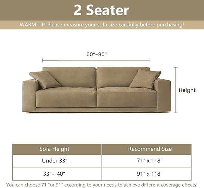 MYSKY HOME Loveseat Cover Sand Couch Cover Sectional Couch Covers for 2 Cushion Couch Sofa Thick Universal Chenille Sofa Cover with Tassel Durable Furniture Protector for Dogs 91" x 118"