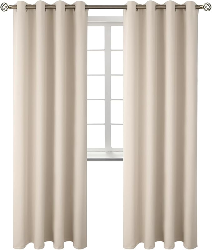 BGment Blackout Curtains - Grommet Thermal Insulated Room Darkening Bedroom and Living Room Curtains, Set of 2 Panels (52 x 84 Inch, Champagne)