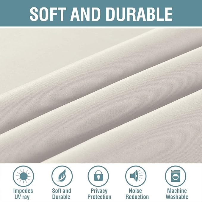 H.VERSAILTEX Light Blocking Curtain for Living Room Thermal Insulated Window Treatment Panel/Drape for Dining Room, Elegant Soft Curtain for Bedroom Grommet Top One Panel (Ivory - 52x63 Inches)