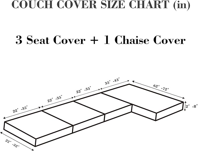 Sofa Covers Couch Covers for Sofa Pet Friendly Couch Cushion Covers Universal Sofa Covers Washable Stretch Slipcovers for Sectional Sofa (Texture Light Coffee, 3 Seats + Chaise Cover)