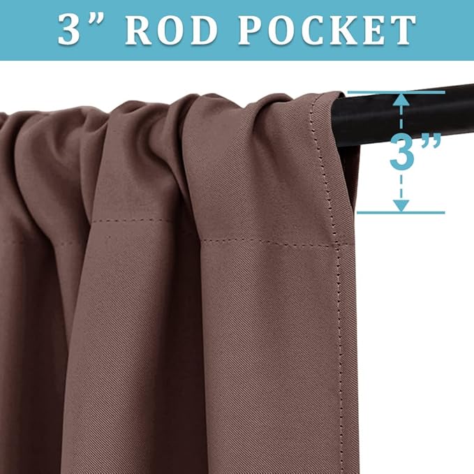 RYB HOME Half Curtain Tiers 36 inch Length, Rod Pocket Summer Heat Blocking Thermal Insulated Short Blackout Curtains for Small Window, Width 34 by Length 36, Chocolate Brown, 2 Panels