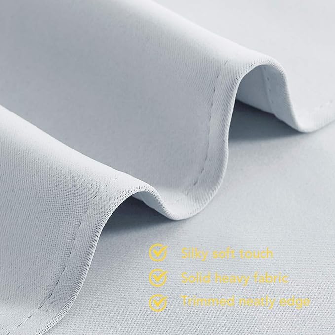 NICETOWN Room Darkening Curtains for Living Room, 34 by 80, 2 Panels, Greyish White, Easy Care Solid Thermal Insulated Silver Grommet Light Blocking Vertical Drapes for Bedroom